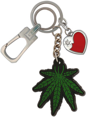 HANDSOME ISK Green Leaf Rubber Design High quality with Res and White heart and small stone New Fashion Creative Hanging lock Key Chain