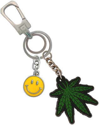 SHOKY LOOKS Green Leaf Rubber With Smiley High Quality stylish Hanging Lock Key Chain