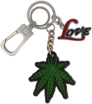 HANDSOME ISK Rubber Design Green Leaf High quality with Love New Fashion Creative Hanging lock Key Chain