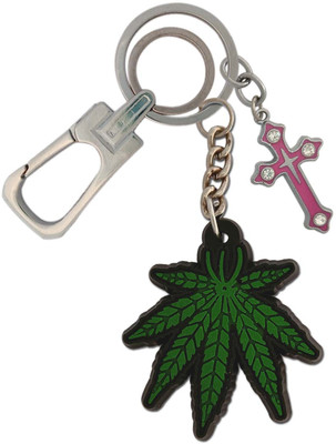 HANDSOME ISK Rubber Design Green Leaf High quality with Jesus cross New Fashion Creative Hanging lock Key Chain