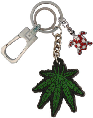 HANDSOME ISK Green Leaf Rubber Design High quality with Red Turtle New Fashion Creative Hanging lock Key Chain