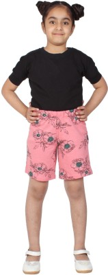 Colours of Cotton Short For Girls Casual Floral Print Pure Cotton(Pink, Pack of 1)