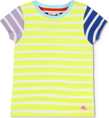 Nitt Hyman  - Cherry Crumble Boys & Girls Striped Cotton Blend Regular T Shirt(Multicolor, Pack of 1)