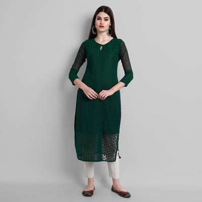 BLACK SCISSOR Women Embroidered Straight Kurta