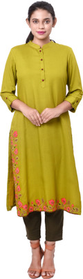 rayie collection Women Floral Print Straight Kurta(Green)