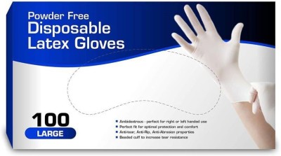 DM India Disposable Non Sterile Powdered Latex Medical Examination Gloves, Large Size Latex Examination Gloves Latex Examination Gloves(Pack of 100)