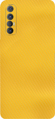 Mclaxa Skin For Oppo Reno 3Pro mobile back skin, Yellow Carbon Fiber Mobile Skin(Yellow Carbon Fiber Skin With Super Matte Finish)