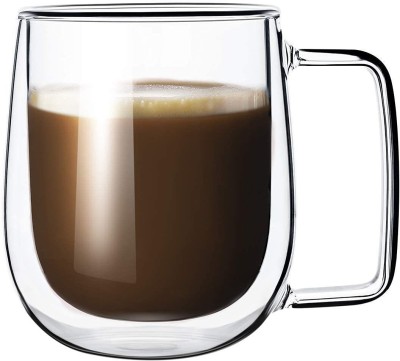 Femora Double Wall Crystal Glass Tea Cup Coffee - 320ML (Single Piece) Glass Coffee Mug(350 ml)