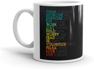 Mr UVD Think Postively Network Well Moivational Premium Quality Ceramic Coffee Mug(350 ml)