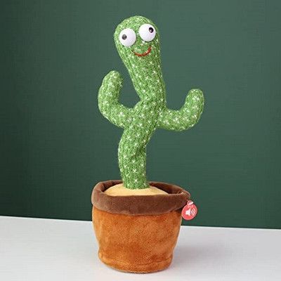 SALEOFF Cactus Plush Toy, Wriggle Singing Recording Repeats What You Say Education Toys(Green, Brown)
