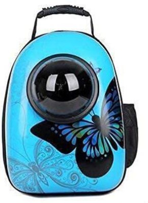 DogTrust Puppies Portable Multi Air Vents Waterproof Light-Weight Gleaming Butterfly Print Travel Bag Cum Carrier Space Astronaut Capsule Backpack for Cats, Dogs, Multicolor Backpack Pet Carrier(Suitable For Cat)