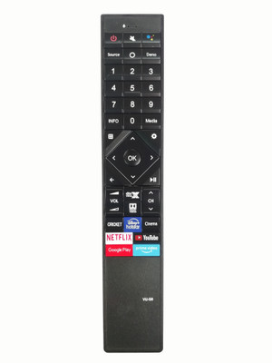 LipiWorld -S8 LED LCD TV Smart TV (Without Voice Function) Remote Control with Netflix Prime Video YouTube Google Play Function Compatible for  VU Remote Controller(Black)