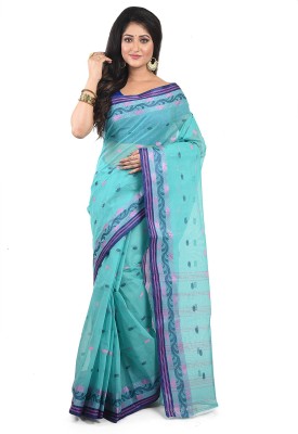 RUPANJALI Woven Tant Pure Cotton Saree(Light Blue)