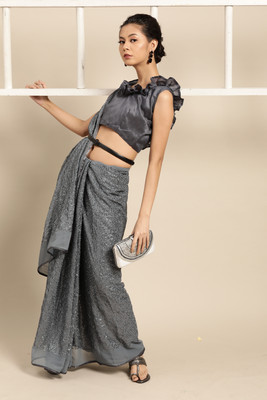 Shavya Embellished Bollywood Georgette Saree(Grey)