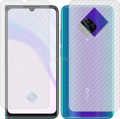 ZINGTEL Front and Back Screen Guard for VIVO X50 LITE (Front Matte Finish & Back 3d Carbon Fiber)(Pack of 2)
