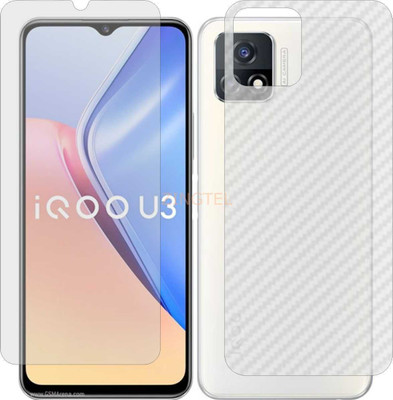 ZINGTEL Front and Back Screen Guard for VIVO IQOO U3 (Front Matte Finish & Back 3d Carbon Fiber)(Pack of 2)