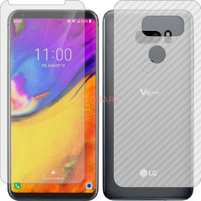 MOBART Front and Back Tempered Glass for LG V35 PLUS THINQ (Front Matte Finish & Back 3d Carbon Fiber)(Pack of 2)