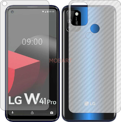 MOBART Front and Back Tempered Glass for LG W41 PLUS (Front Matte Finish & Back 3d Carbon Fiber)(Pack of 2)