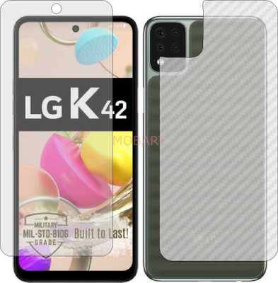 MOBART Front and Back Tempered Glass for LG K42 (Front Matte Finish & Back 3d Carbon Fiber)(Pack of 2)
