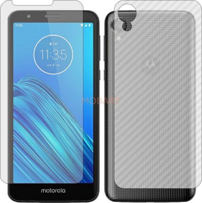 MOBART Front and Back Tempered Glass for MOTOROLA E6 (Front Matte Finish & Back 3d Carbon Fiber)(Pack of 2)