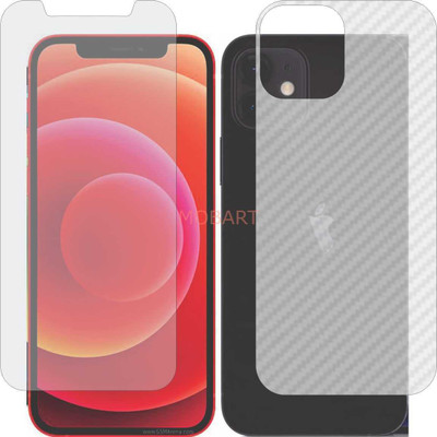 MOBART Front and Back Tempered Glass for APPLE IPHONE 12 (Front Matte Finish & Back 3d Carbon Fiber)(Pack of 2)