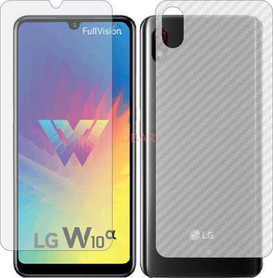 MOBART Front and Back Tempered Glass for LG W10 ALPHA (Front Matte Finish & Back 3d Carbon Fiber)(Pack of 2)