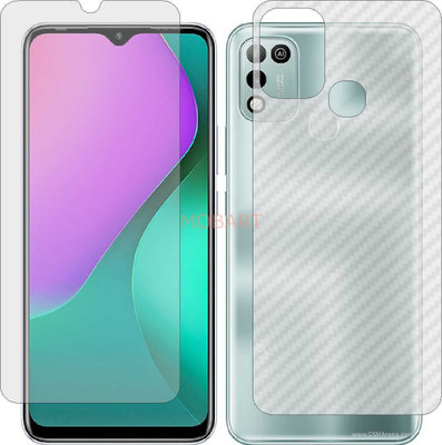 MOBART Front and Back Tempered Glass for INFINIX HOT 10 PLAY (Front Matte Finish & Back 3d Carbon Fiber)(Pack of 2)