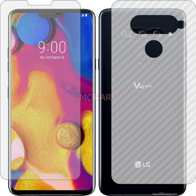 MOBART Front and Back Tempered Glass for LG V40 THINQ (Front Matte Finish & Back 3d Carbon Fiber)(Pack of 2)