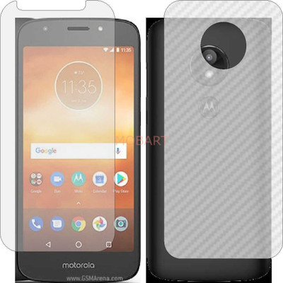 MOBART Front and Back Tempered Glass for MOTOROLA MOTO E5 PLAY OREO GO (Front Matte Finish & Back 3d Carbon Fiber)(Pack of 2)