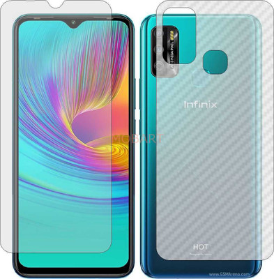 MOBART Front and Back Tempered Glass for INFINIX HOT 9 PLAY (Front Matte Finish & Back 3d Carbon Fiber)(Pack of 2)