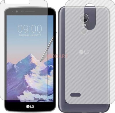 MOBART Front and Back Tempered Glass for LG STYLO 3 PLUS (Front Matte Finish & Back 3d Carbon Fiber)(Pack of 2)