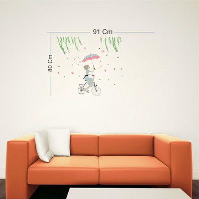 Vijaya enterprises 80 cm Most Beautifull Girl, Stylish Flowers bell wall Poster (91x80 cm) Self Adhesive Sticker(Pack of 1)