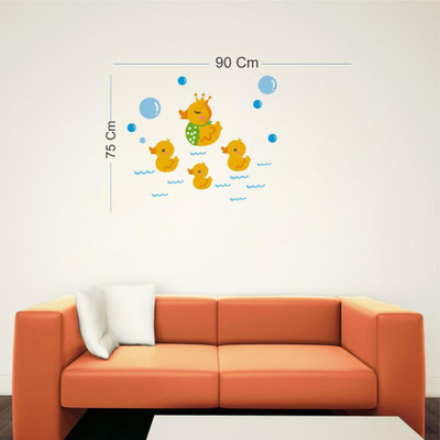 Vijaya enterprises 80 cm multicolor bird duck wall sticker poster size (90x75 cm) Self Adhesive Sticker(Pack of 1)