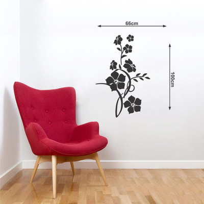 Vijaya enterprises 100 cm best beautifull creative black Stlying flowers wall sticker poster(66x100 cm) Self Adhesive Sticker(Pack of 1)