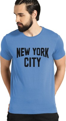 ADRO Typography Men Round Neck Light Blue T-Shirt