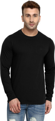 ND FASHION STYLES Solid Men Round Neck Black T-Shirt