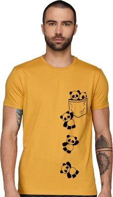 ADRO Printed Men Round Neck Yellow T-Shirt