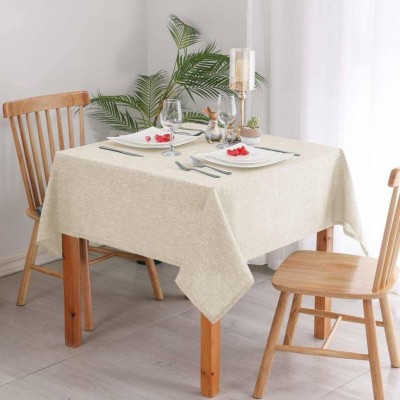 Dolpinstyle Self Design 4 Seater Table Cover(Beige, Linen)