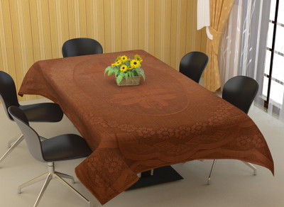 Bigger fish Floral 6 Seater Table Cover(Coffee Net Cloth, Cotton)