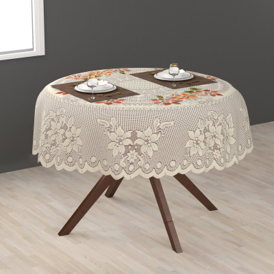 EASTTARDOMM Cotton 2 Seater Floral Table Cover(Rust)