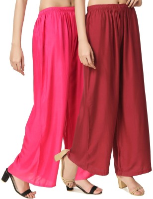 Swastik Stuffs Relaxed Women Pink, Maroon Trousers