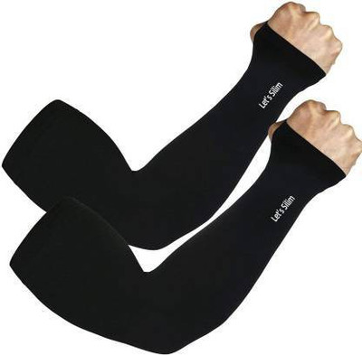 kiyo Nylon Arm Sleeve For Men & Women(Free, Black)