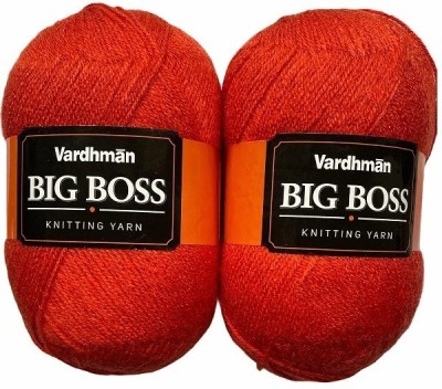 NTGS Vardhman BigBoss Wool Soft Fingering Hand Knitting Dyed Candy Red Wool Crochet Hook Yarn (400 g) Shade no.18.