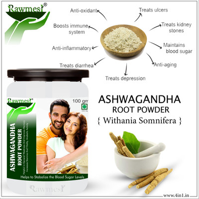 Rawmest Ashwagandha Powder| IMMUNITY BUILDING Natural Herbal Supplements Healthy Food Powder(100 g)