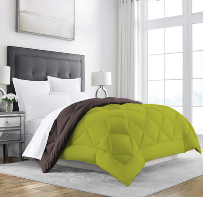 Linenovation Solid Double Comforter for  Heavy Winter(Polyester, Brown : Olive Green)
