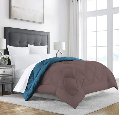 Texlux Solid Single Comforter for  Heavy Winter(Polyester, Aqua Blue, Dark Brown)