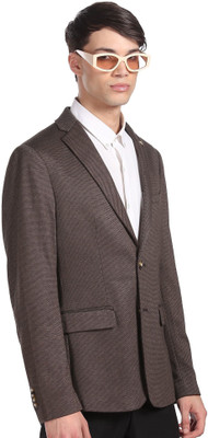 ARROW Self Design Single Breasted Formal Men Blazer(Brown)