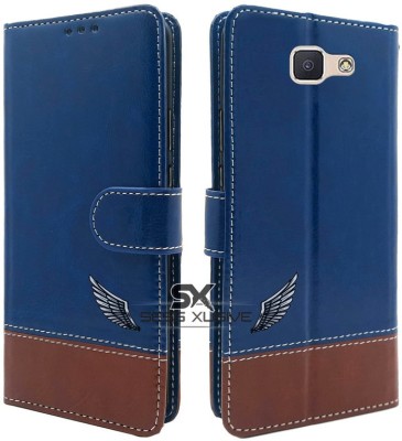 SESS XUSIVE Flip Cover for Samsung Galaxy J7 Prime -Dual-Color Leather Finish Wallet - Blue & Brown(Multicolor, Dual Protection)