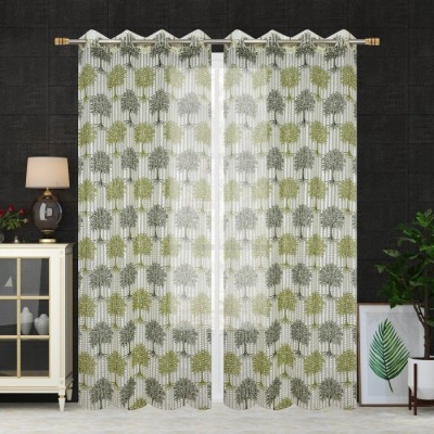 HHF DECOR 274 cm (9 ft) Polyester Semi Transparent Long Door Curtain (Pack Of 2)(Printed, Multicolor)