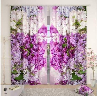 TAMP 214 cm (7 ft) Polyester Room Darkening Door Curtain (Pack Of 2)(3D Printed, Purple)